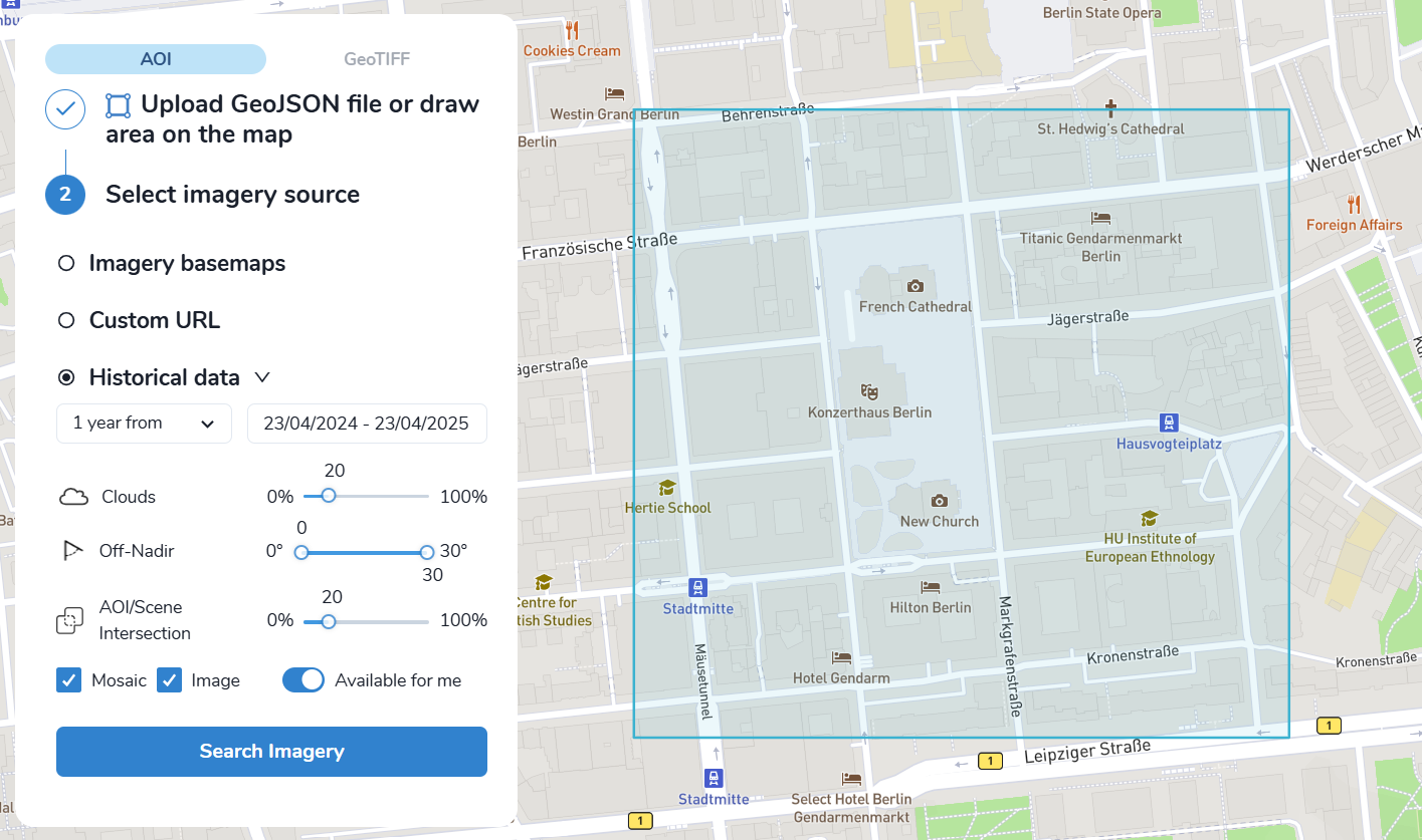Imagery search tab