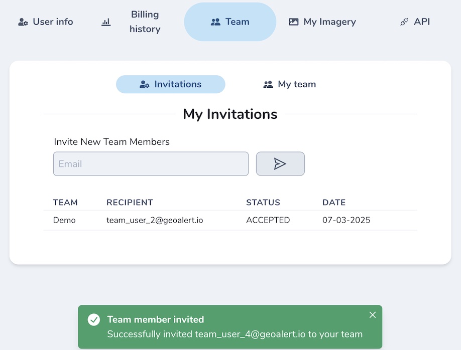 Invite users to team